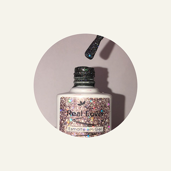 ESMALTE EM GEL COM GLITTER REAL LOVE REFLETIVO 001