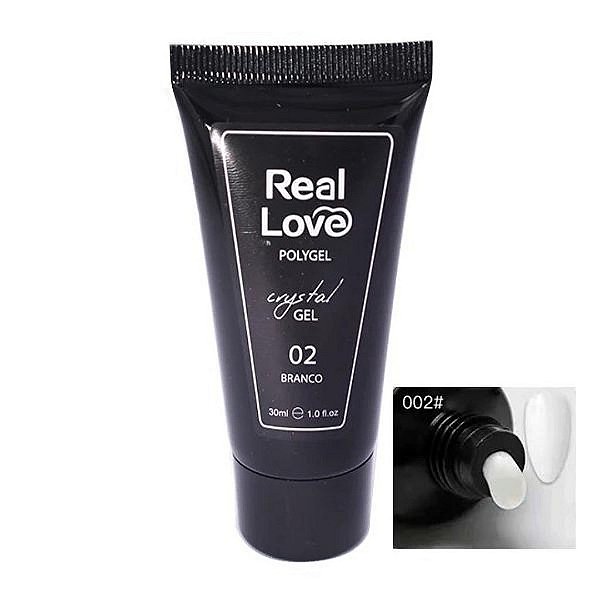 polygel real love crystal gel white 02 30ml branco com glitter