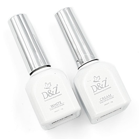 Kit Francesinha Esmalte Em Gel D&Z Branco e Randa