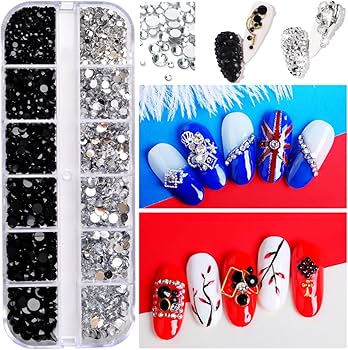 Strass Para Decoração Unha Pedraria Pedrinha Preto e Prata