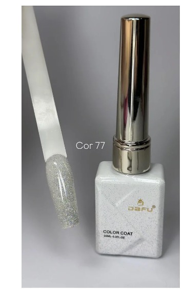 Esmalte em gel dafu Color Coat 10ml m077 glitter prata