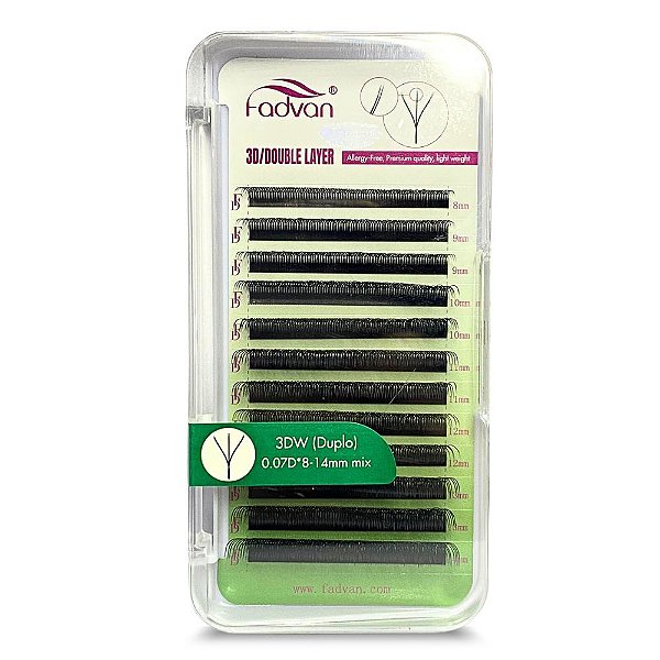 Cilios Fadvan Lashes 0.07d 3D W (duplo) 10mm
