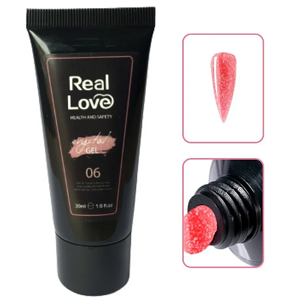 polygel 06 rosa escuro real love 30 ml alongamento glitter