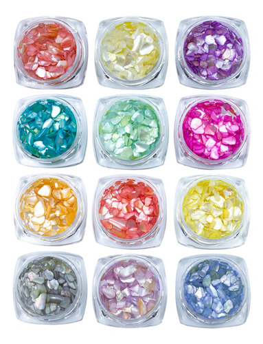 Kit 12 Madrepérola Encapsulamento Unha Gel Acrigel decoração