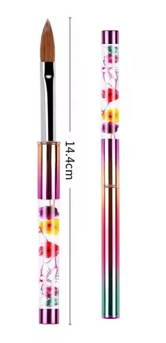 Pincel Helen Color Para Unhas Kolinsky Camaleão com flor #2