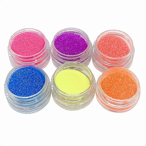 torre pó neon glitter 6 cores  unhas maquiagem make e corpo
