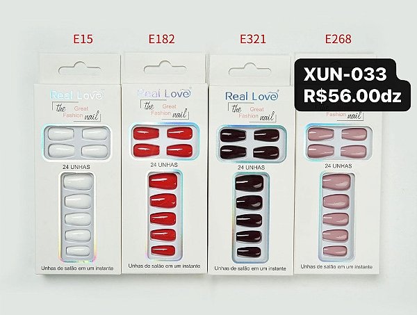 Postiça Colorida Unhas Autocolantes Real love 24un
