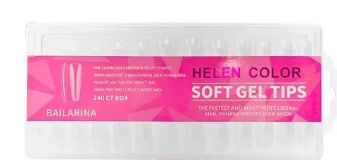 tips soft gel helen color240 pequeno bailarina postiça transparent