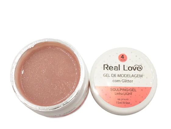 gel real love com glitter 4 nude 15ml unhas