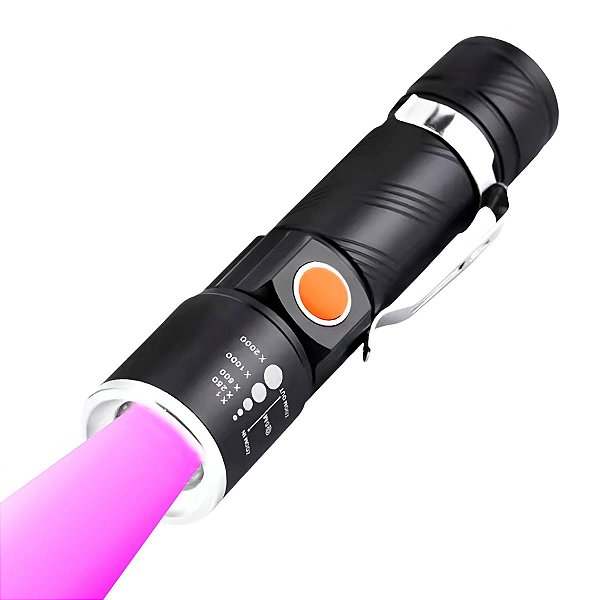 Lanterna Luz Negra Ultravioleta Led Potente T6 Notas Falsas