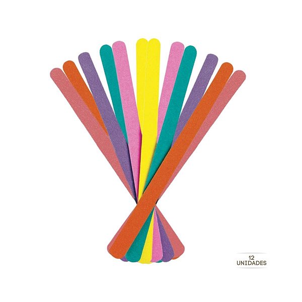 lixa colorida para unhas kit 12 unidades grande