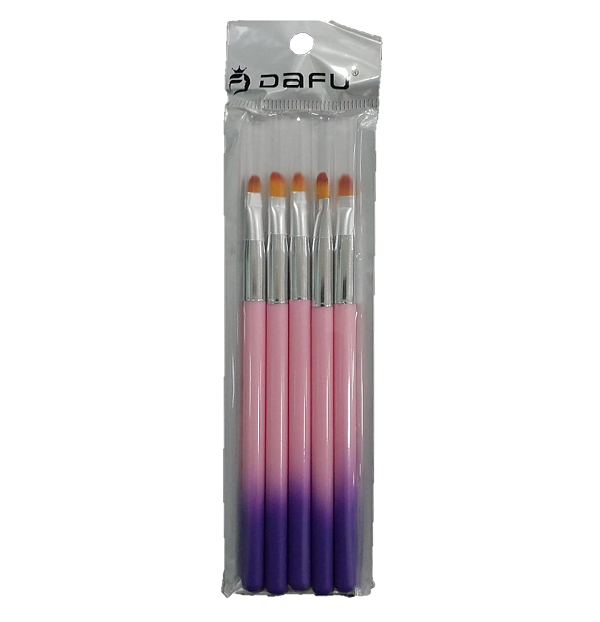 Kit 5 pinceis lingua de gato Dafu Rosa com roxo