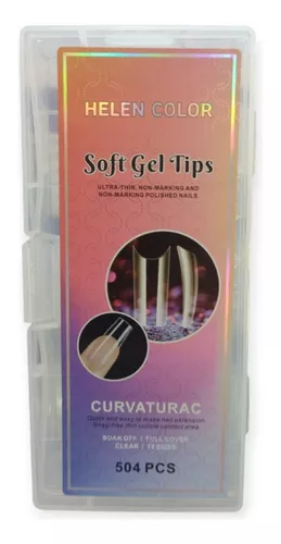 Soft Gel Tip Helen Color Curvatura C Transparente 504 Unidades