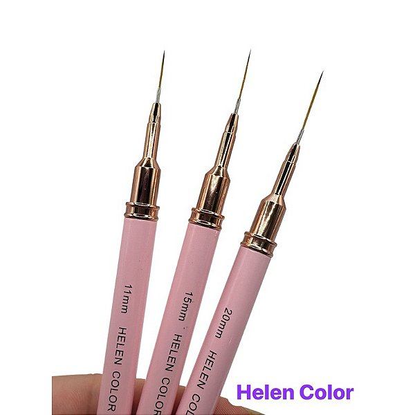 Pincel Fino para Decoração 15mm Helen Color Rosa com Tampa