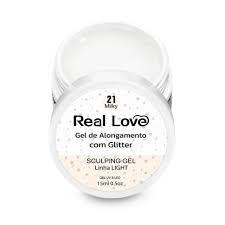 gel real love com glitter 21 milk 15ml unhas