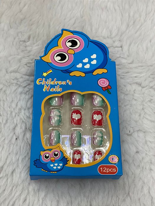 unhas postiças para crianças 12pcs