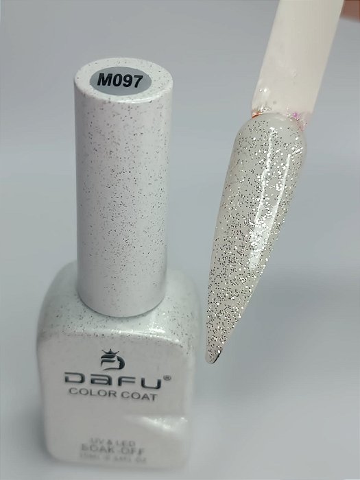 esmalte em gel dafu 10ml m097 prata glitter