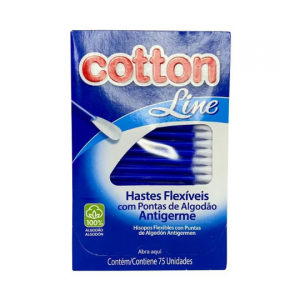 hastes flexiveis com 2 pontas de algodão 75unidades cotton line