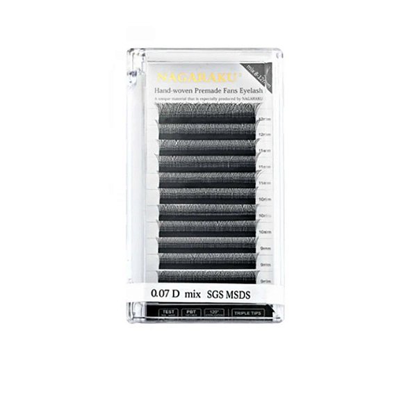 Cílios Nagaraku Premade Fans Eyelash 0.07D Mix SGS MSDS