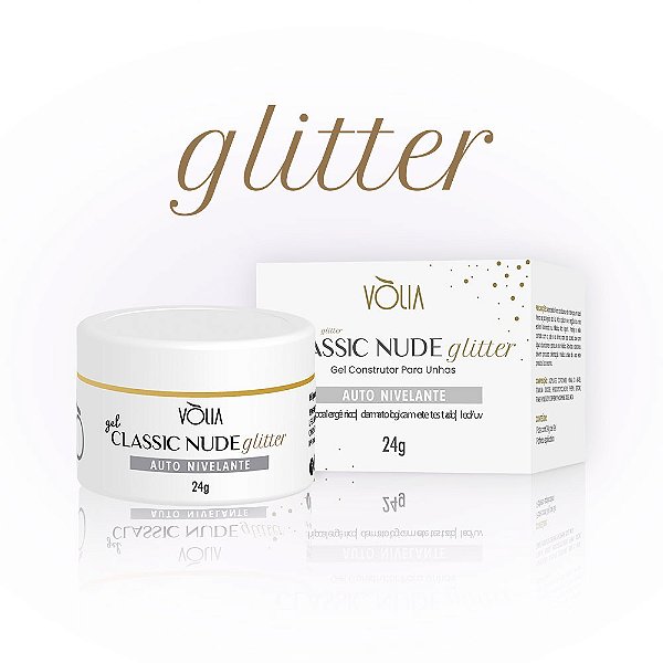gel volia classic nude glitter 24g alongamento