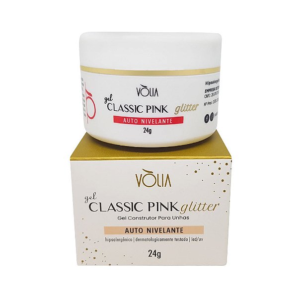 gel vólia classic glitter pink glitter nivelante alongamento