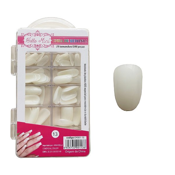 Kit 100 Unhas tips Postiças curtas arredondada leitosa nail