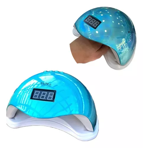 cabine unha secagem led uv 26 leds 48w gel cromada azul
