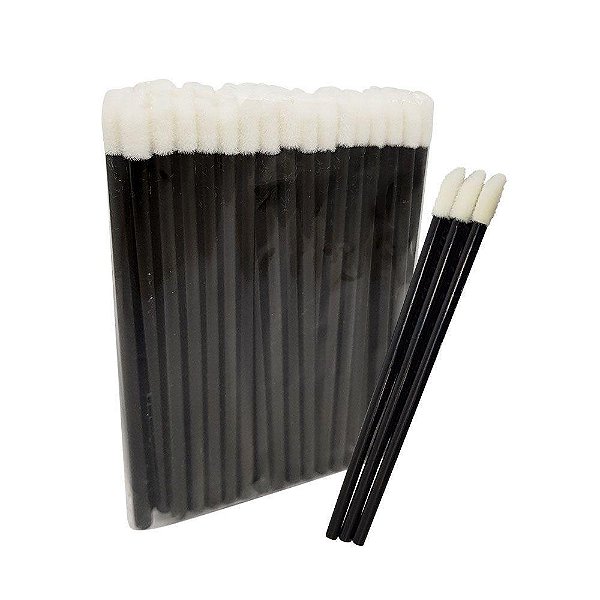 50 Pincel Aplicador Descartável De Batom Glos Limpeza Cílios