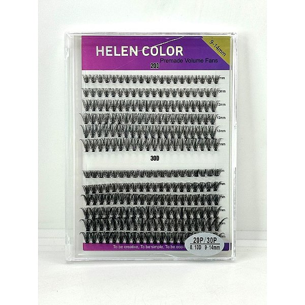 Tufinho Cilios Postiços Helen Color 20P 30P 0.10D 9-14mm Mix