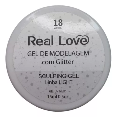 gel de unha real love 18 branco com glitter