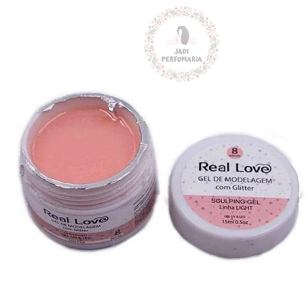 gel real love com glitter 8 nude 15 ml unhas