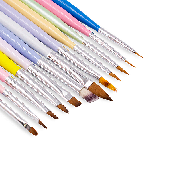 Kit 12 Pincéis para Art Nails Sortidos- Real Love