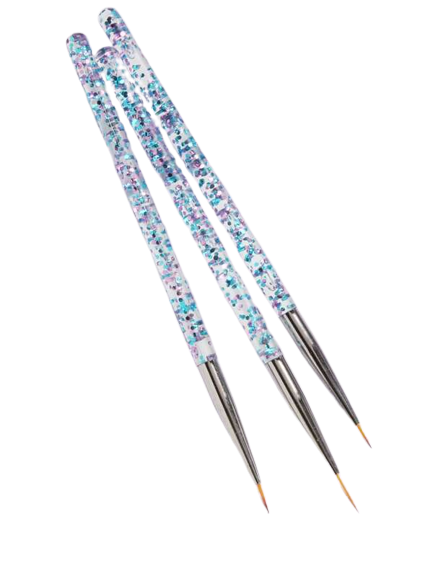 kit 3 pinceis fino decoração unhas alongamento unha em gel