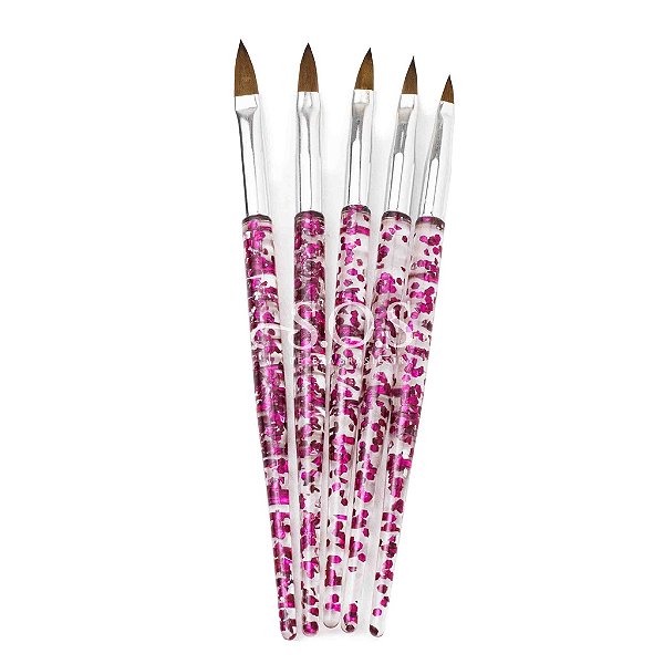 kit pincéis para alongamento roxo com glitter lançamento