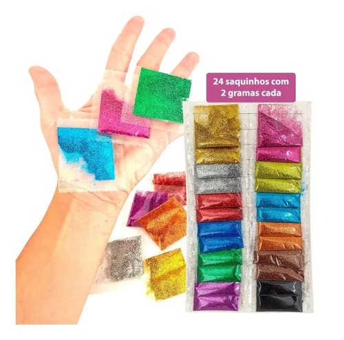saquinho glitter 12 unidades decoração de unhas nails kit