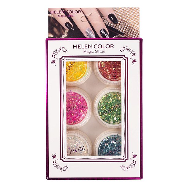 glitter fino helen color com 6 unidades decoração