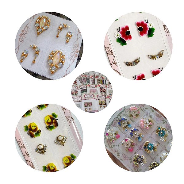 Adesivo Luxo Jóias Peliculas Unhas Cartela Sortida Decoração