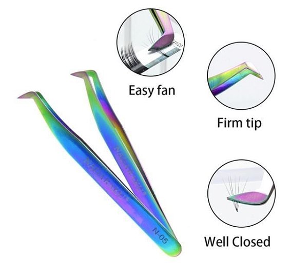 pinça para cilios curvada furtacor