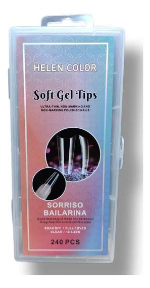 Soft Gel Tips Helen Color Bailarina Transparent 240 Unidades