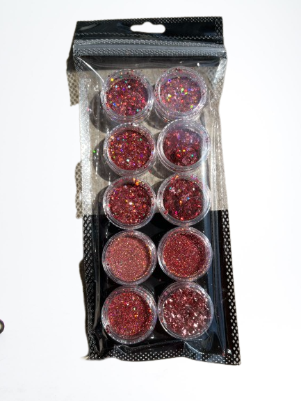 kit 12 decorações rosa glitter fino flocado folha de ouro