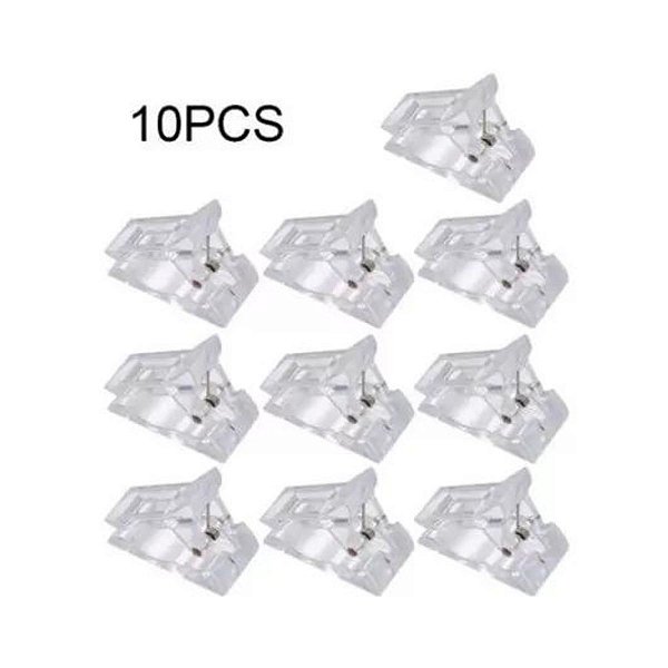 Kit 10 Presilhas Plástico Construção Unhas Fixação