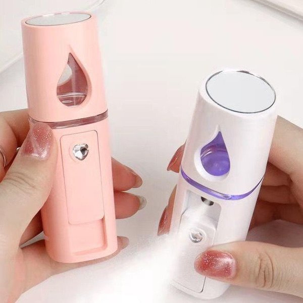aparelho vaporizador nano mister spray com luz e rosa
