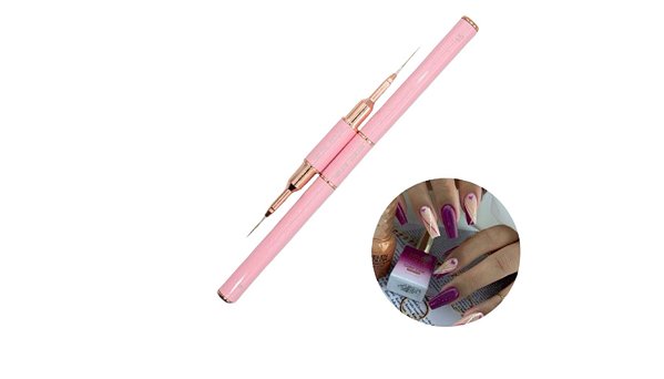 Pincel Duplo Ultrafino Helen Color, Pincéis 2 em 1 com Cerdas Ultra Finas para Nail Art Manicure Profissional 6,15