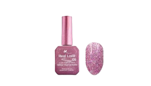 Esmalte em Gel Glitter Refletivo -Real Love 5 glitter lilas fruta cor