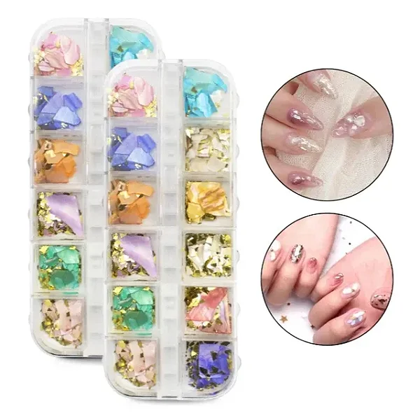 kit folha de ouro e madreperola para decoração fibra de gel