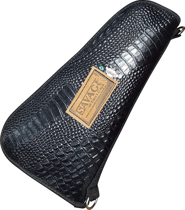 ESTOJO 3 ARMAS CURTAS, COURO Crocodilo Negro, FORRADO COM LÃ OU PELUCIA
