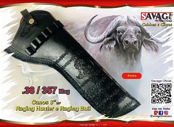 .357 Cano 8" 3,8' Externo Javali Cerca Preto Coldre Revólver