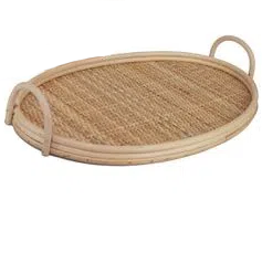 Bandeja de rattan oval com pegadores MRC Hubme