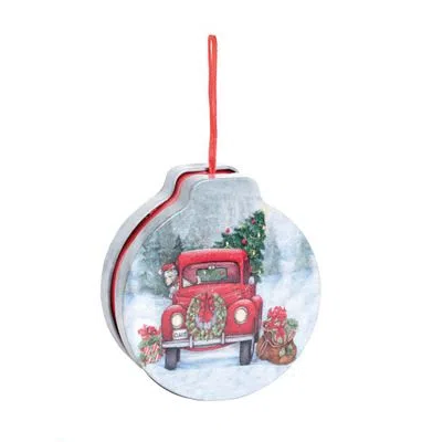 Enfeite Natal De Lata Em Metal Caminhão Noel 11cm
