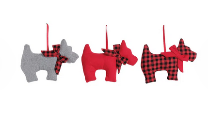 Cachorros Decorativos Sortidos Nas Cores Vermelho / Cinza / Preto 12cm